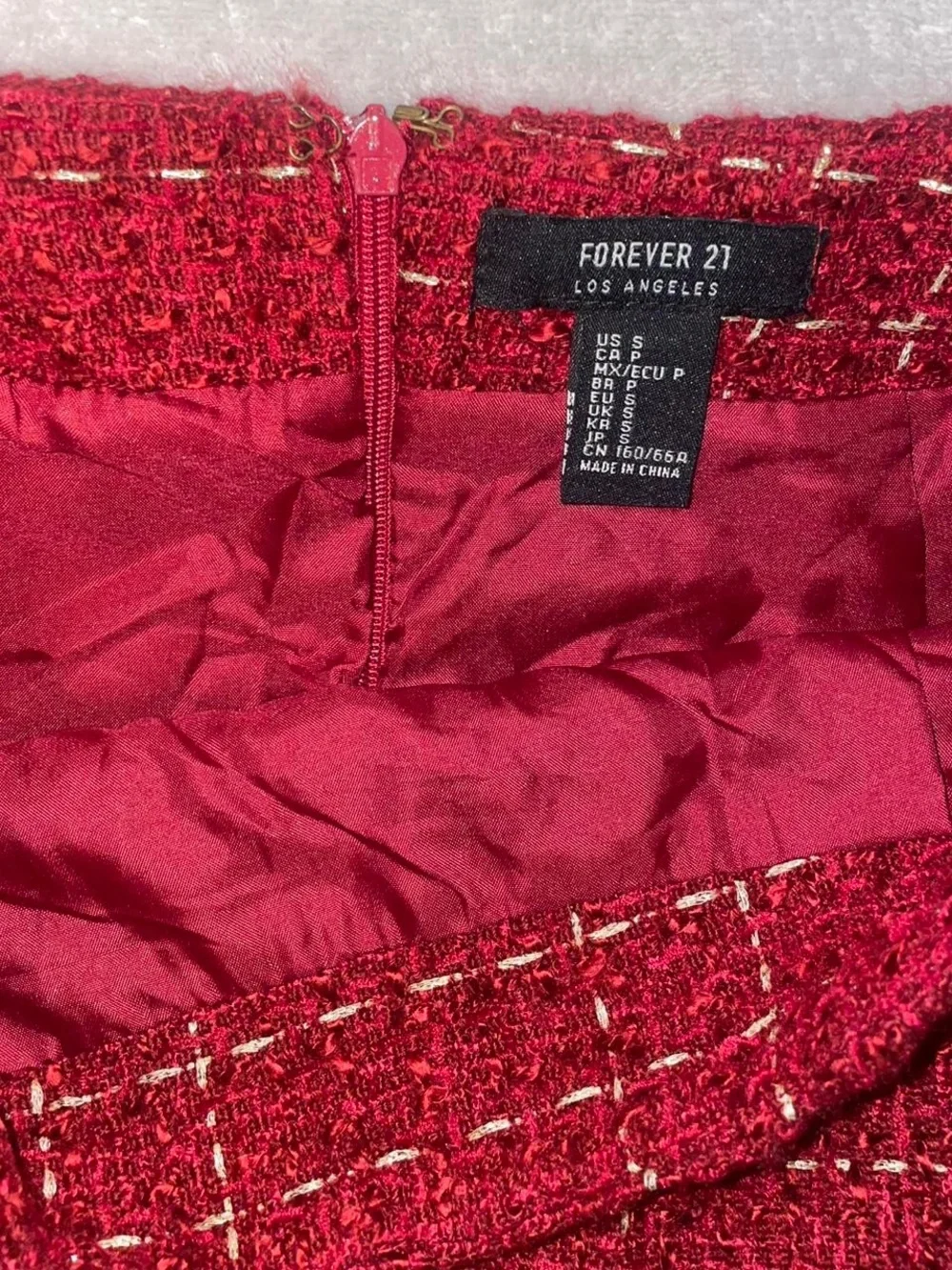 Forever 21 plaid mini skirt with gold threading pattern